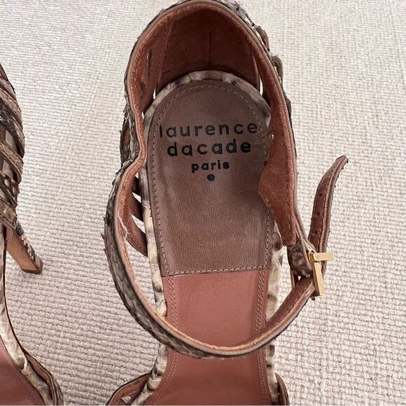 LAURENCE DECADE Paris Snakeskin Leather Platform Ankle Strap Heels Size 37 - Picture 8 of 9